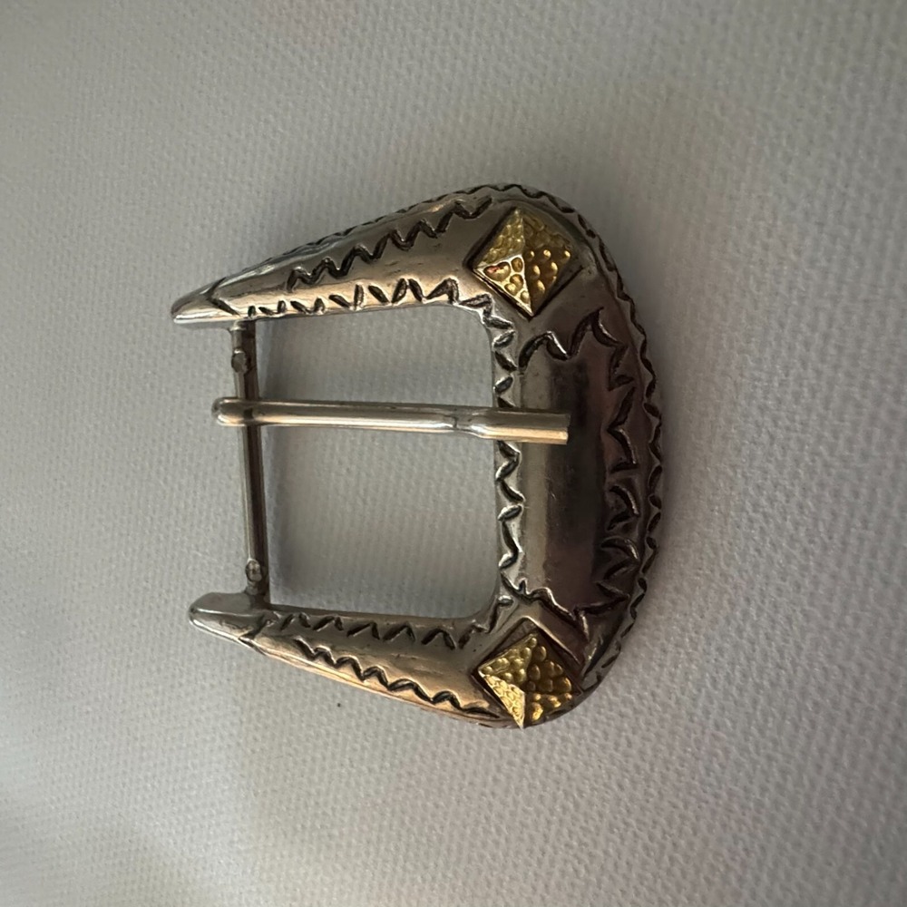 Silver & Gold tone Western Frame‎ Belt Buckle for 1.5" Belt